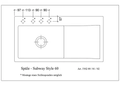 Villeroy & Boch Évier en céramique 1 cuve à gauche à encastrer Subway Style blanc mat* Evier Et Robinet De Buanderie