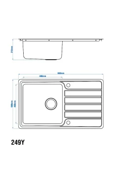 Cooke & Lewis Évier en inox 1 bac à encastrer Apollonia