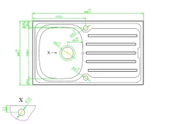 Cooke & Lewis Évier en inox finition nid d'abeille 1 bac à encastrer Nakaya