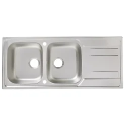 Cooke & Lewis Évier en inox finition nid d'abeille 2 bacs à encastrer Lyell* Evier Et Robinet De Buanderie