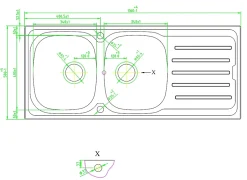 Cooke & Lewis Évier en inox finition nid d'abeille 2 bacs à encastrer Nakaya* Evier Et Robinet De Buanderie