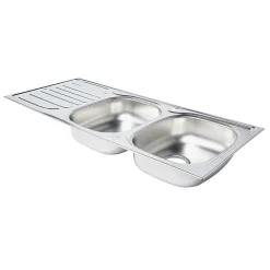 Évier en inox satiné 2 bacs à encastrer Turing* Evier Et Robinet De Buanderie