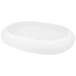 ECD Germany Évier lavabo vasque a poser ovale céramique lave-mains salle de bain 630x420 mm* Vasque À Poser