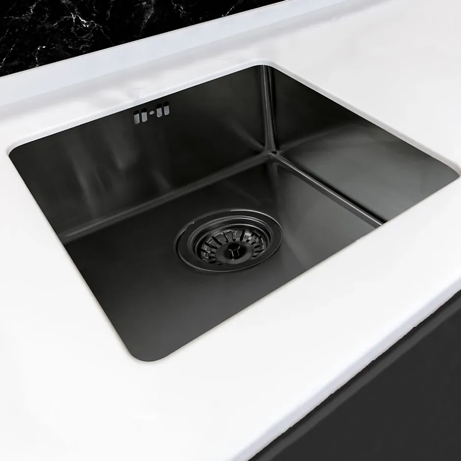 Essebagno Évier sous-plan en inox finition gun métal 1 bac à encastrer Luisa 55