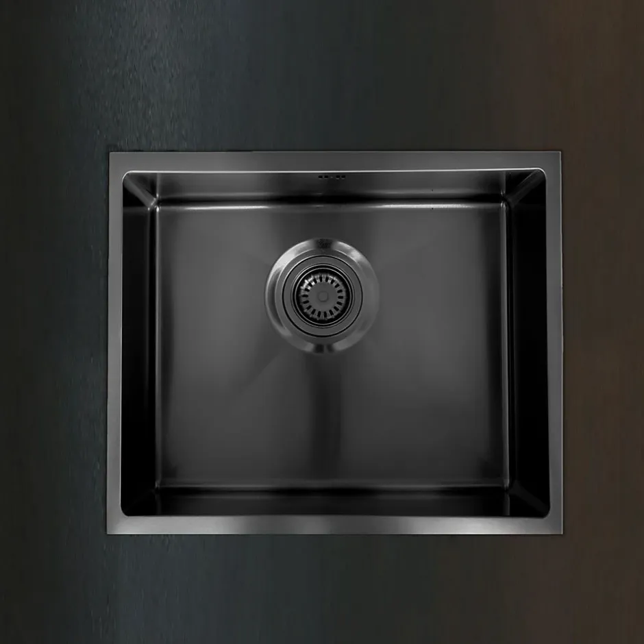 Essebagno Évier sous-plan en inox finition gun métal 1 bac à encastrer Luisa 55