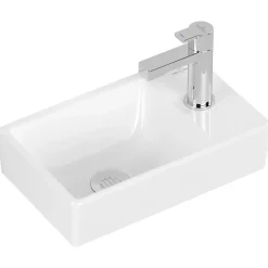 Villeroy & Boch Avento, pack lave-mains avec robinetterie, bonde clic-clac, siphon chromé et kit de fixation* Lavabo