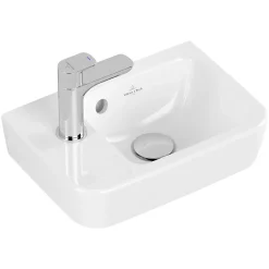 Villeroy & Boch O.novo, pack lave-mains avec robinetterie, bonde clic-clac, siphon chromé et kit de fixation* Lavabo