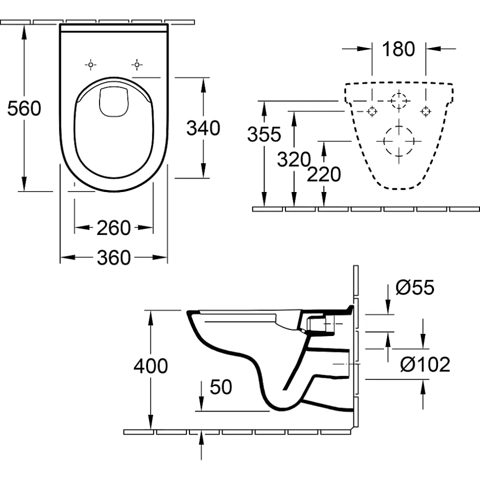 Villeroy & Boch Pack Bâti-support autoportant ViConnect + Plaque de commande noir mat + Cuvette suspendue O.Novo