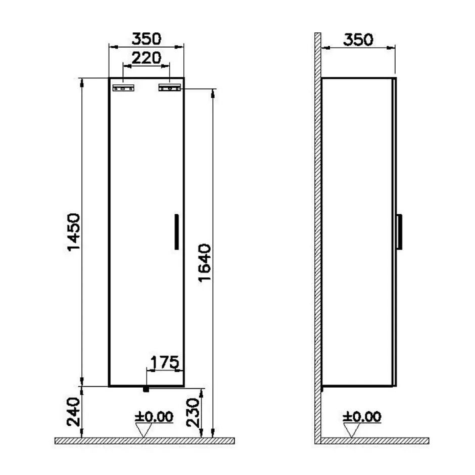 Vitra Mia armoire 145x35x35 cm pour salle de bain, porte softclose, Cordoba (MIAV35C)* Armoire De Salle De Bains