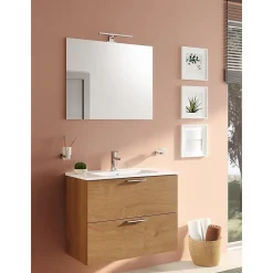 Vitra Mia ensemble meuble 79x61x39,5 cm avec miroir, lavabo et éclairage LED, Chêne (MIASET80D)