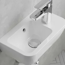 Vitra Set Lave-mains 37x22 cm avec trou pour robinetterie sur la droite + siphon (7091-003-0029-SET)* Lavabo