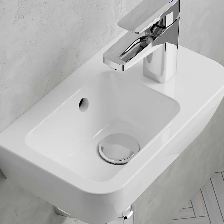 Vitra Set Lave-mains 37x22 cm avec trou pour robinetterie sur la droite + siphon (7091-003-0029-SET)* Lavabo
