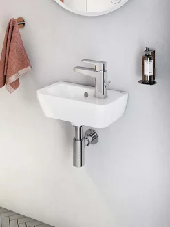 Vitra Set Lave-mains 37x22 cm avec trou pour robinetterie sur la droite + siphon (7091-003-0029-SET)* Lavabo