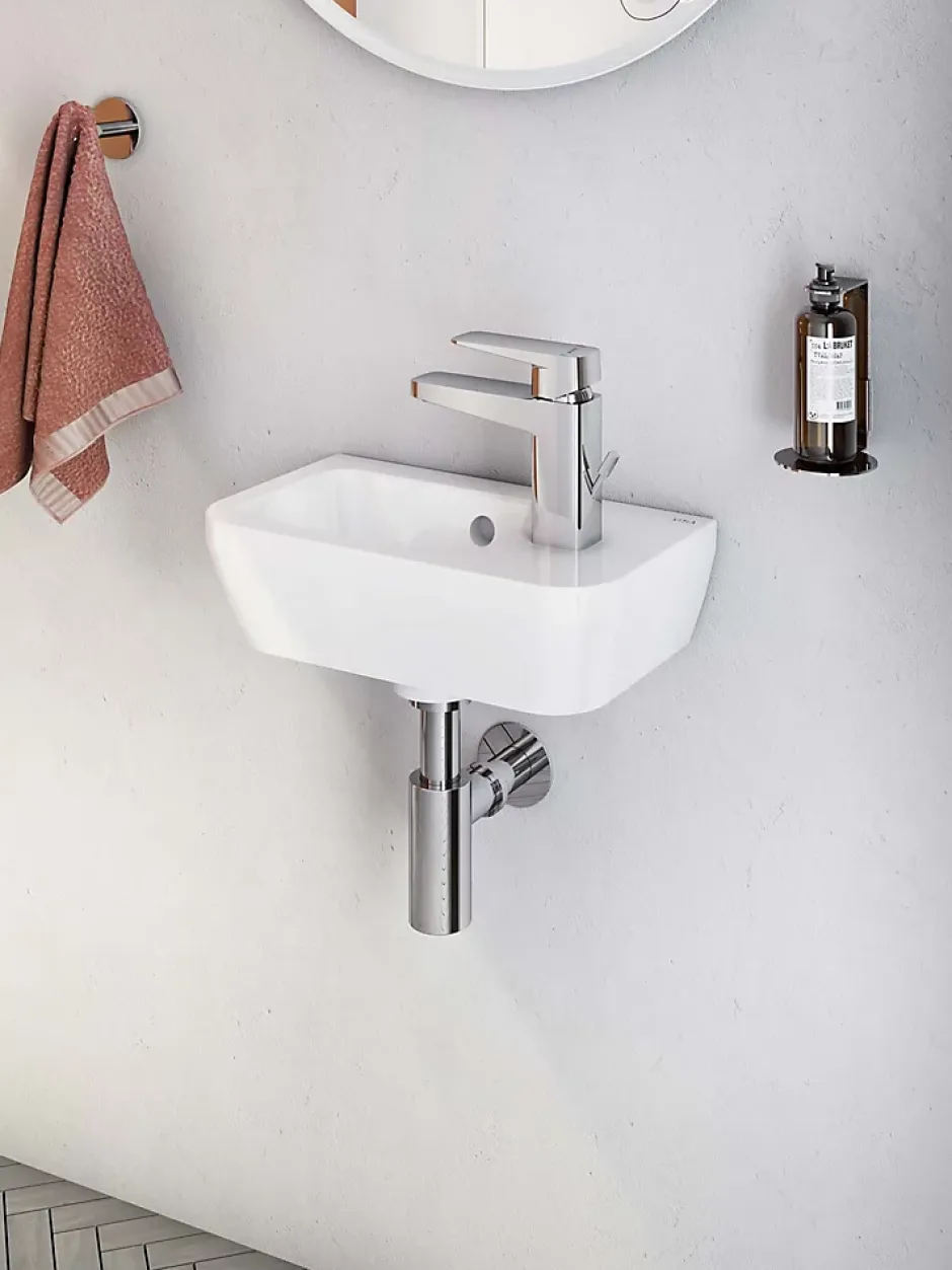Vitra Set Lave-mains 37x22 cm avec trou pour robinetterie sur la droite + siphon (7091-003-0029-SET)* Lavabo