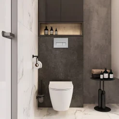 Vitra Pack WC Mia suspendu cuvette carénée fixations invisibles et bati support autoportant avec plaque Chromée* Wc Suspendu