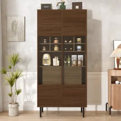 ProximaX Vitrine multibranches avec façade en verre, étagères à plusieurs niveaux et tiroir dissimulé, pour salle de bain, salon ou bureau* Meuble Wc