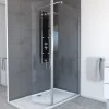 Aurlane Volet pivotant pour paroi de douche fixe - 40x200cm - Verre transparent 6mm - Profile Chromé