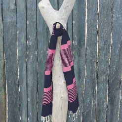 Vivezen Véritable fouta Tunisienne 1m x 2m tissage à plat 100% coton 380g - Gris foncé et rose -