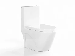 Vente-unique WC à poser blanc brillant en céramique - Evacuation verticale - NAGILAM