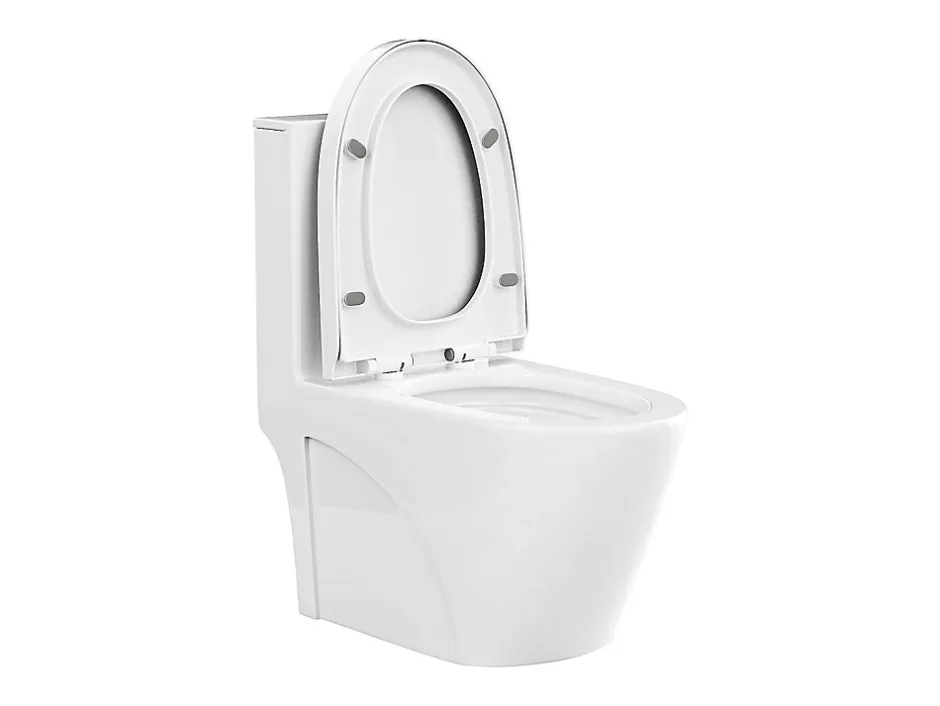 Vente-unique WC à poser blanc brillant en céramique - Evacuation horizontale - NAGILAM* Wc À Poser