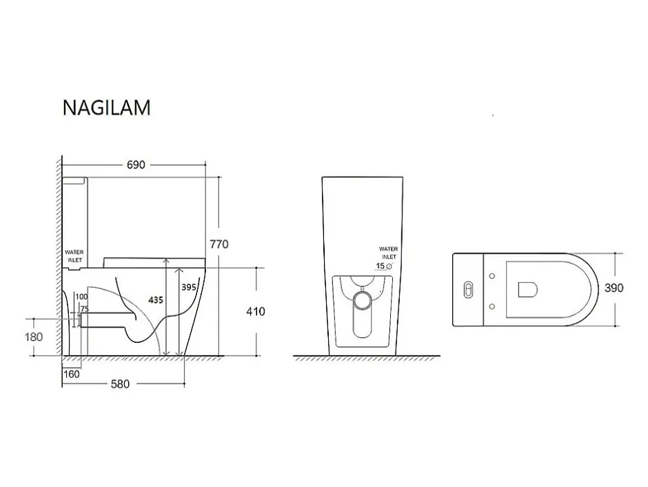 Vente-unique WC à poser blanc brillant en céramique - Evacuation horizontale - NAGILAM* Wc À Poser