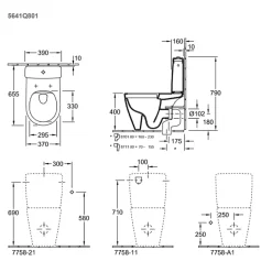 Villeroy & Boch WC à poser compact sans bride sortie horizontale VILLEROY ET BOCH Avento avec abattant frein de chute