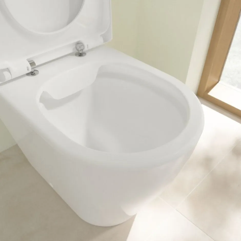 Villeroy & Boch WC à poser compact sans bride sortie horizontale VILLEROY ET BOCH Avento avec abattant frein de chute