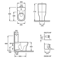 Jacob Delafon WC à poser compact sans bride sortie universelle avec abattant extra-plat, déclipsable et frein de chute