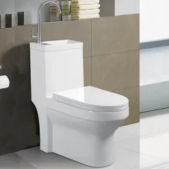 Rue Du Bain WC à Poser Monobloc avec Lave main intégré Céramique 39x68cm - Creativ* Wc À Poser