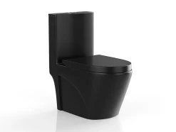 Vente-unique WC à poser noir mat en céramique - Evacuation verticale - NAGILAM