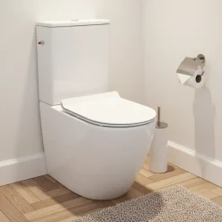 Ceramia WC à poser sans bride en céramique avec abattant SoftClose + réservoir de chasse, alimentation latérale, blanc (CEPX030RREXVP)