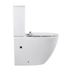 Ceramia WC à poser sans bride en céramique + abattant SoftClose + réservoir de chasse, alimentation par le bas, blanc (CEPX030RREXVPBI)