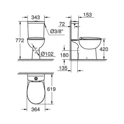 Grohe WC à poser sans bride Bau Ceramic avec abattant frein de chute declipsable + nettoyant Briochin