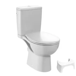 Jacob Delafon WC à poser sans bride sortie horizontale Gaspard avec abattant frein de chute déclipsable + Tabouret blanc* Wc À Poser