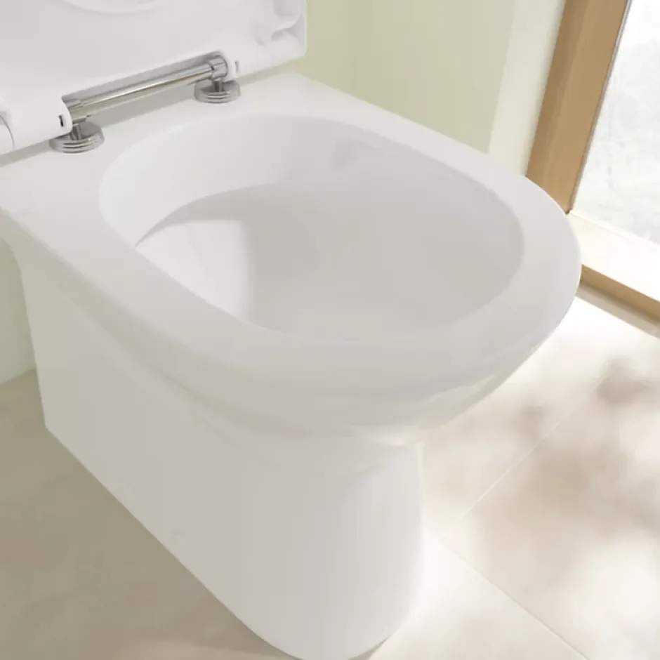 Villeroy & Boch WC à poser sans bride surélevé sortie horizontale O.novo avec abattant frein de chute + Nettoyant* Wc À Poser
