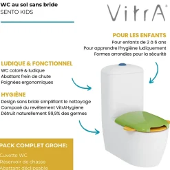 Vitra WC à poser sans bride Sento Kids Blanc + réservoir + abattant vert et jaune* Wc À Poser
