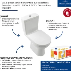 Villeroy & Boch WC à poser VILLEROY ET BOCH O.novo avec abattant frein de chute déclipsable + nettoyant Briochin* Wc À Poser