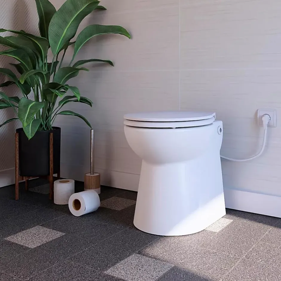 Nature Pro WC Broyeur Intégré - Broyeur WC avec WC à Poser Inclus - Sans Réservoir de Chasse - 42 x 37 x 47 cm - Made in France - Blanc