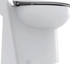 TurboFlush WC broyeur compact l.24,5 x H.47 x P.54,5 cm, blanc en céramique anticalcaire, 500W, double chasse et abattant antibactérien