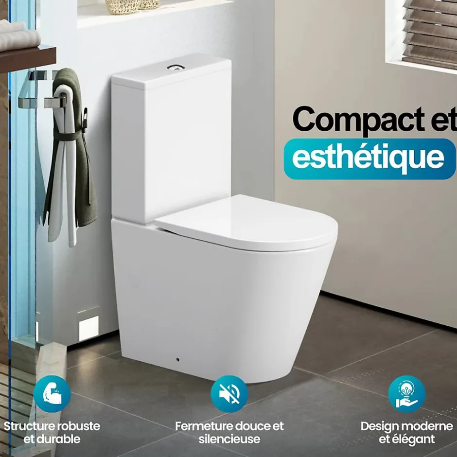 Dileci WC en Céramique Blanche à poser - Design moderne* Wc À Poser
