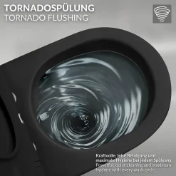 Luxebath WC suspendu chasse d'eau tornado fonction bidet noir mat avec siège Softclose