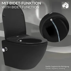 Luxebath WC suspendu chasse d'eau tornado fonction bidet noir mat avec siège Softclose