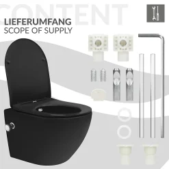 Luxebath WC suspendu chasse d'eau tornado fonction bidet noir mat avec siège Softclose