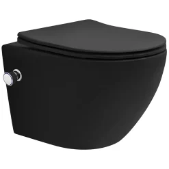 Luxebath WC suspendu chasse d'eau tornado nano fonction bidet noir mat Softclose