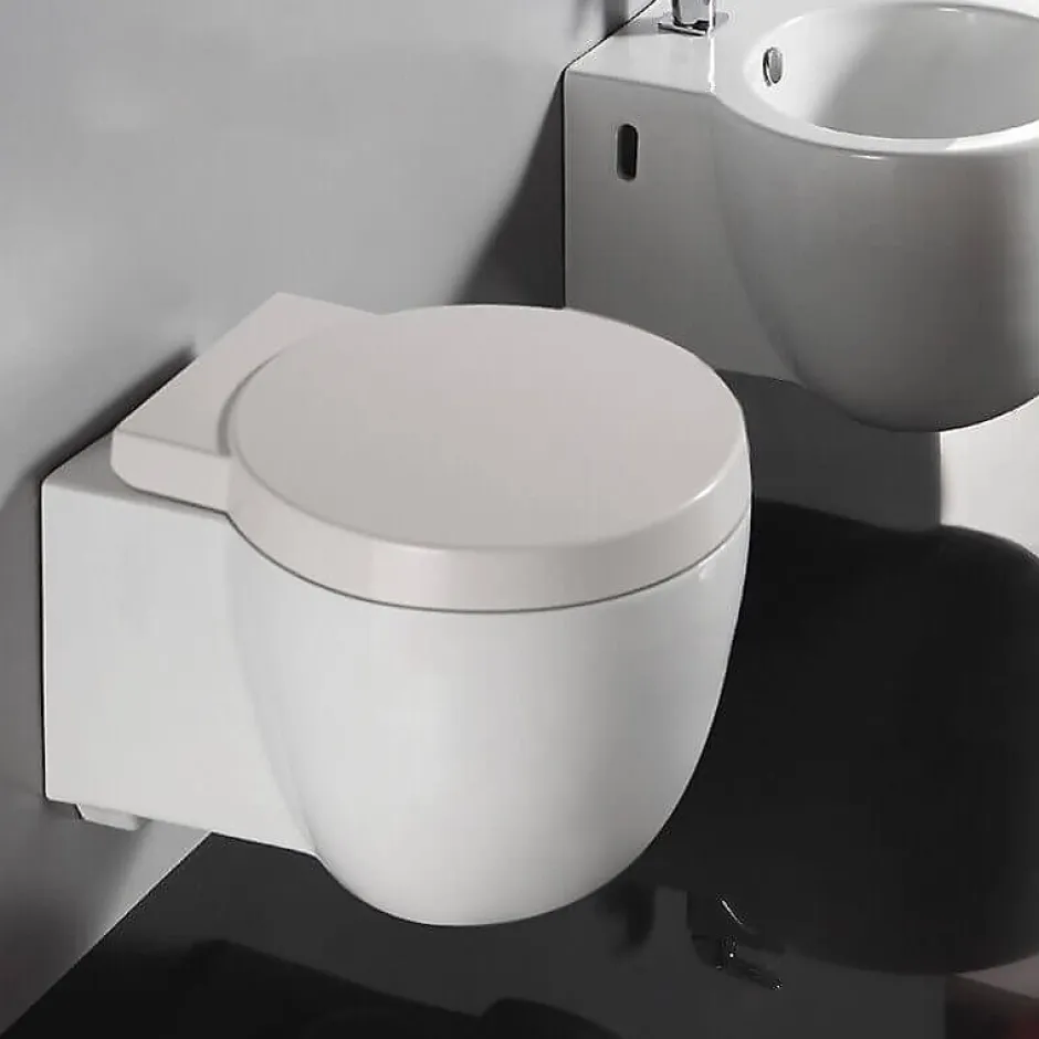 Rue Du Bain WC Suspendu Compact Avec Abattant Céramique Blanc - 50x41 cm - Charm