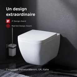 Am.Pm Europe WC suspendu céramique sans bride cuvette WC suspendu sans bord FlashClean abattant amov. frein chute softclose blanc AM.PM Gem