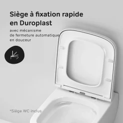 Am.Pm Europe WC suspendu céramique sans bride cuvette WC suspendu sans bord FlashClean abattant amov. frein chute softclose blanc AM.PM Gem