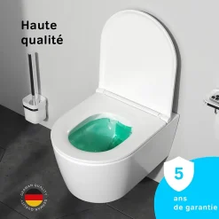 Am.Pm Europe WC suspendu céramique sans bride cuvette WC suspendu sans bord FlashClean abattant amov. frein chute softclose blanc AM.PM Func