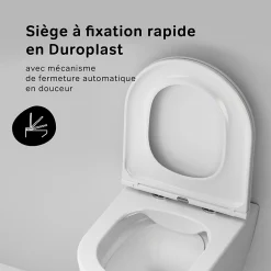 Am.Pm Europe WC suspendu céramique sans bride cuvette WC suspendu sans bord FlashClean abattant amov. frein chute softclose blanc AM.PM Func
