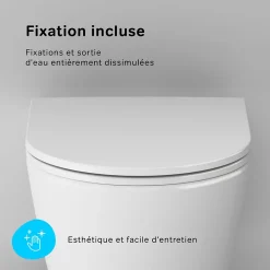 Am.Pm Europe WC suspendu céramique sans bride cuvette WC suspendu sans bord FlashClean abattant amov. frein chute softclose blanc AM.PM Func
